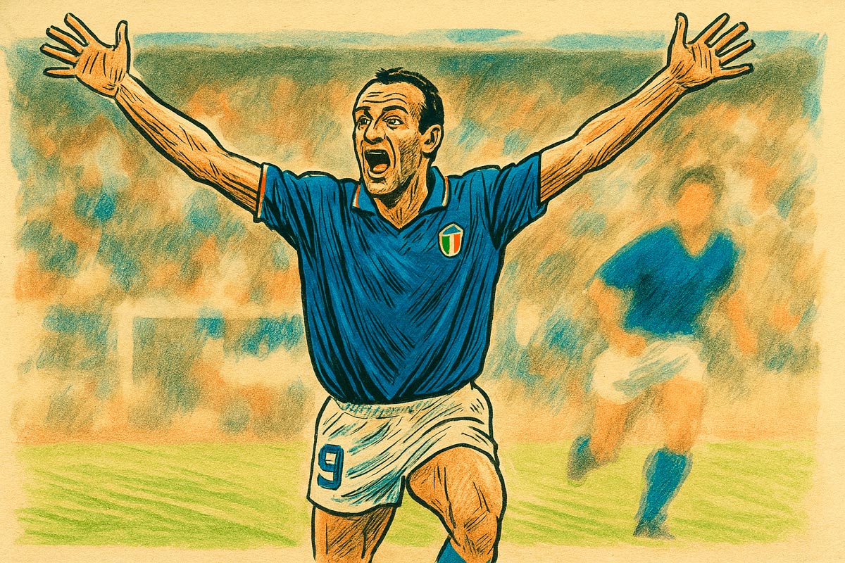 Schillaci celebrating goal at the Italia 90 world cup
