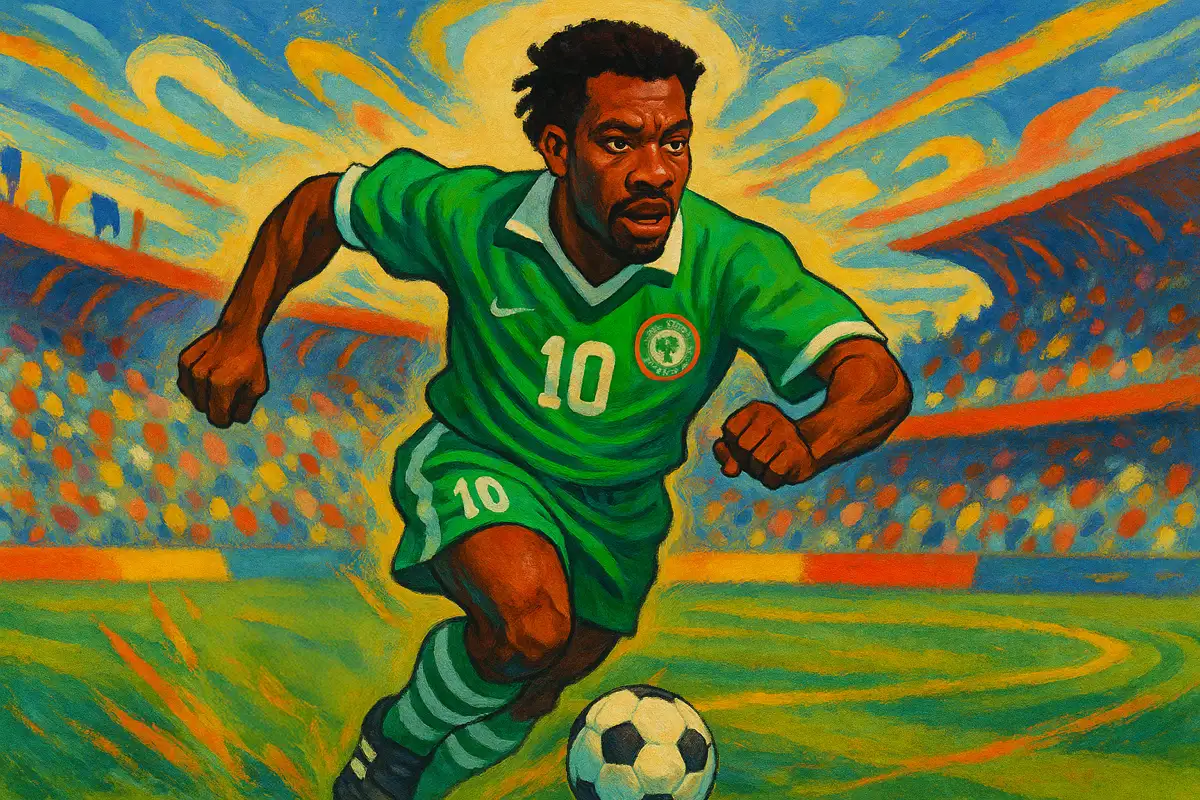 Jay-Jay Okocha playing for Nigeria