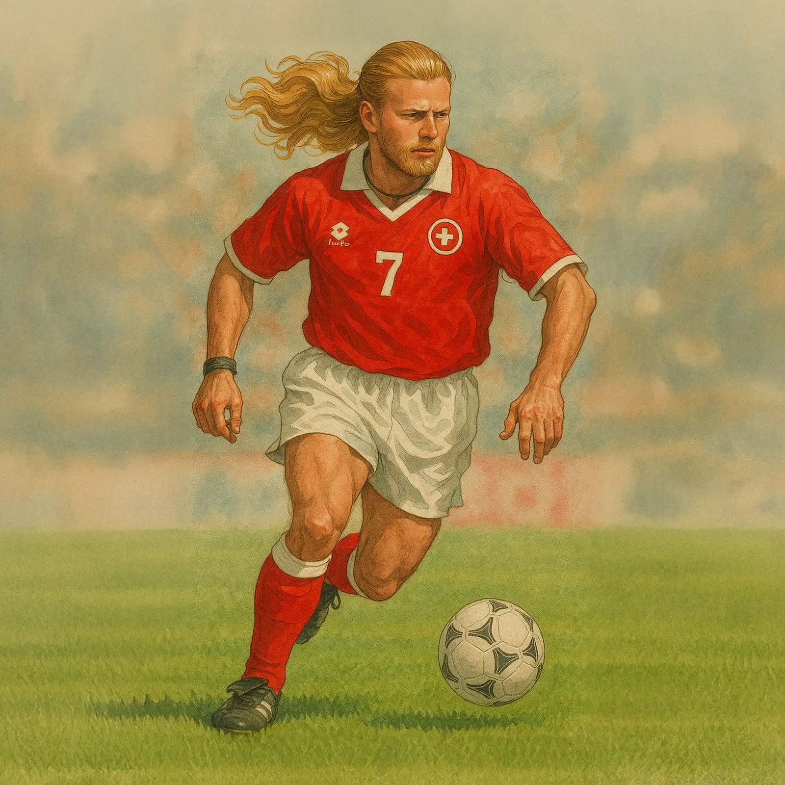 Alain Sutter playing for Switzerland