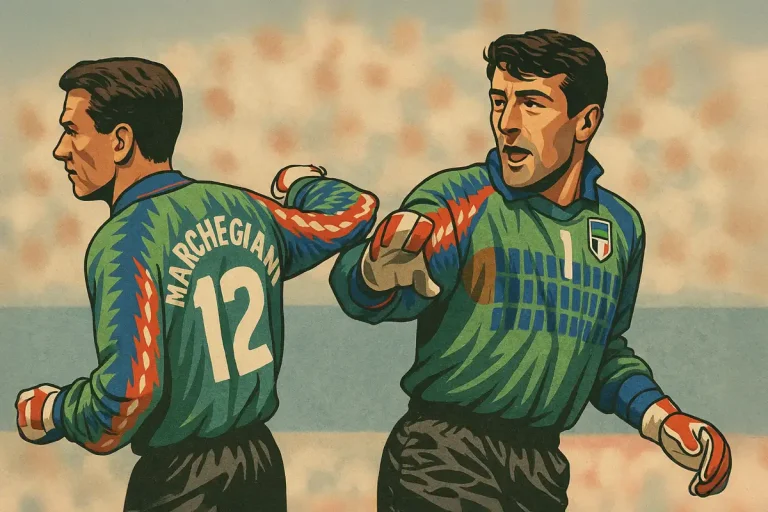 Marchegiani comes on for Pagliuca at the USA 94 World Cup